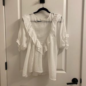 Light summery white blouse with ruffles